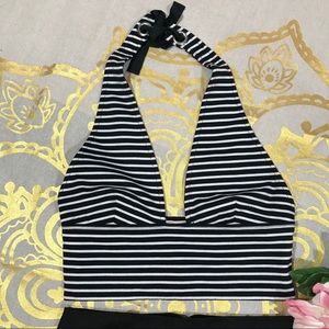 Guess Striped Halter Crop Blouse Sz S (N28)